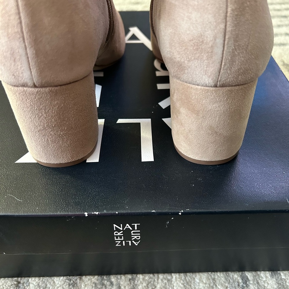 Ladies Oatmeal Colored Suede Booties - Picture 6 of 8